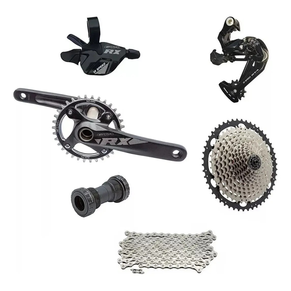 Kit Grupo Gta Rx 12v K7 11x50 Mtb Relação Transmissão Bike