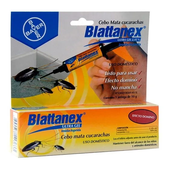Gel Insecticida Mata Cucarachas Blattanex Jeringa 10gr Bayer