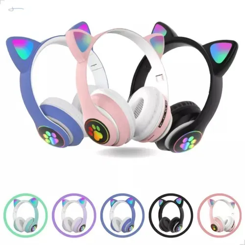 Fone De Ouvido Gatinho Led Sem Fio Cat Orelha Gato Bluetooth