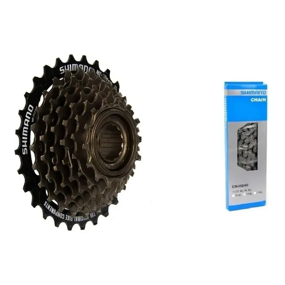 Piñon Shimano  + Cadena Shimano Rosca 7 Vel - Kit Full Salas