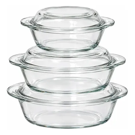 Kit 3 Terrina De Vidro Com Tampa 2,8lt 2,3lt 1lt Marinex Água