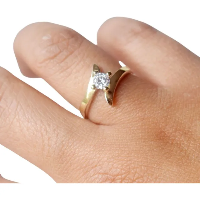 Anillo De Compromiso Plata Con Oro 18k Novios Amor Promesa