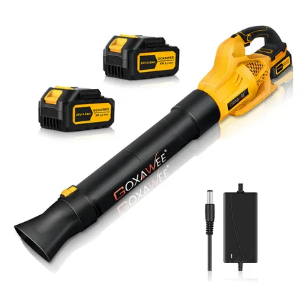 Sopladora Inalambrica Goxawee G5366 2 Baterías De 20v 500cfm Negro Soplador De Aire Jardinería Trituradora Herramientas Para Jardineria 24000rpm 150mph 6 Selecciones De Velocidad