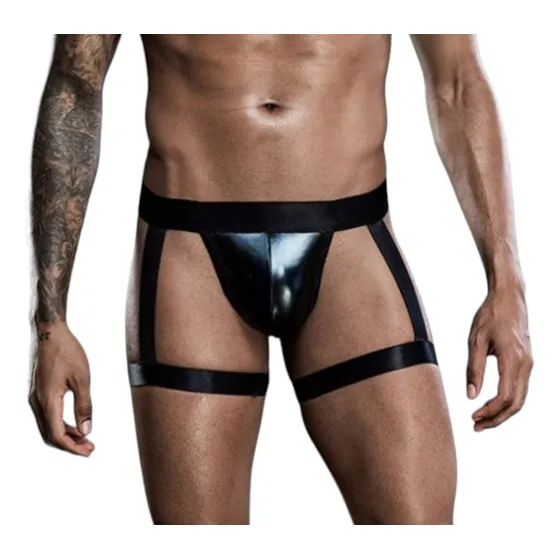 Suspensorio Jockstrap En Licra Brillante Tipo Liguero Hombre