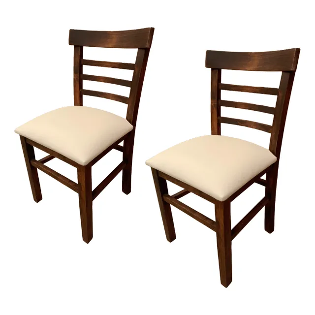 2 Sillas De Madera Cera Color Nogal Comodas Y Resistentes