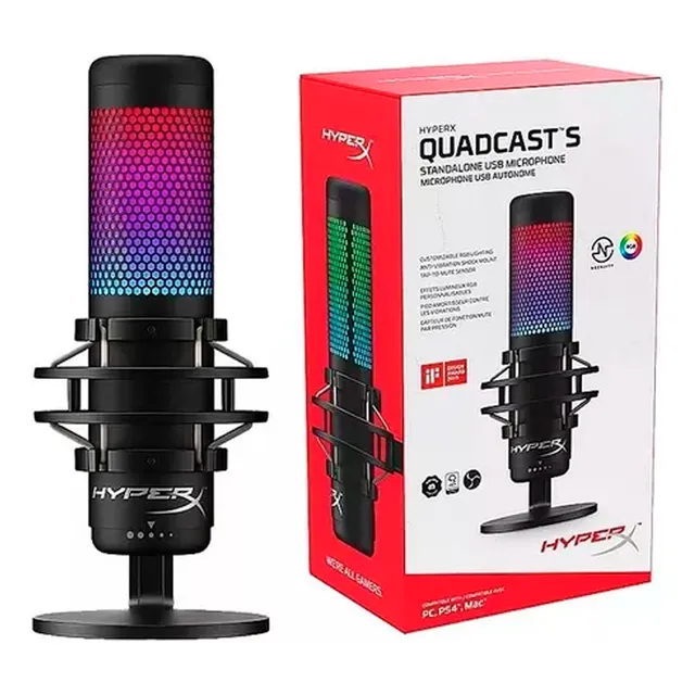 Micrófono Hyperx Quadcast S De Condensador Usb Rgb Para Pc