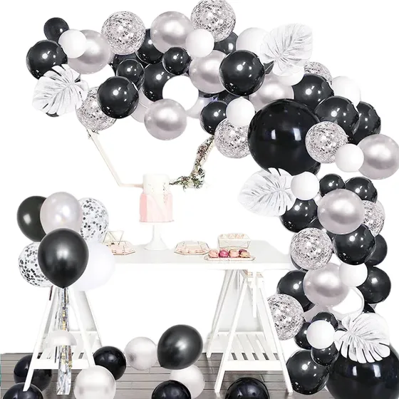 Arco BELASSYUN globos guirnalda negro y blanco 113 unidades