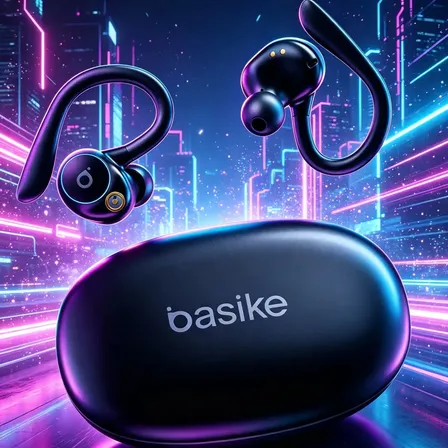 Fone de Ouvido Bluetooth 5.4 TWS com Ear Clip e Gancho, Som HiFi Graves Potentes