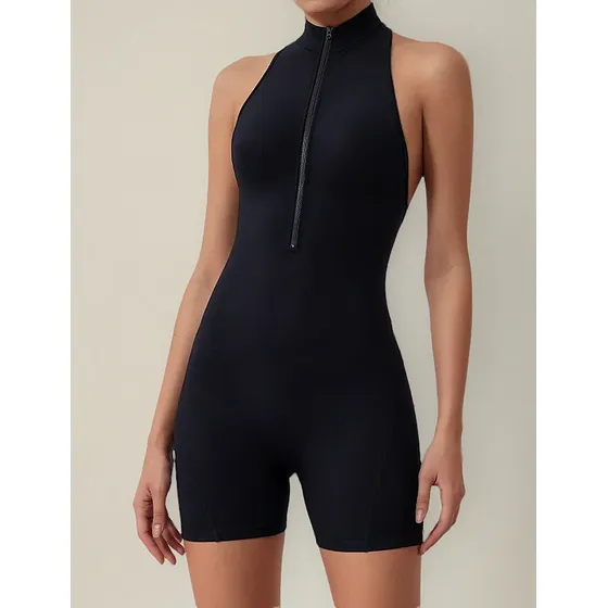 Corto Licra Deportiva Cremallera Enterizo Ajuste Yoga/gimnas