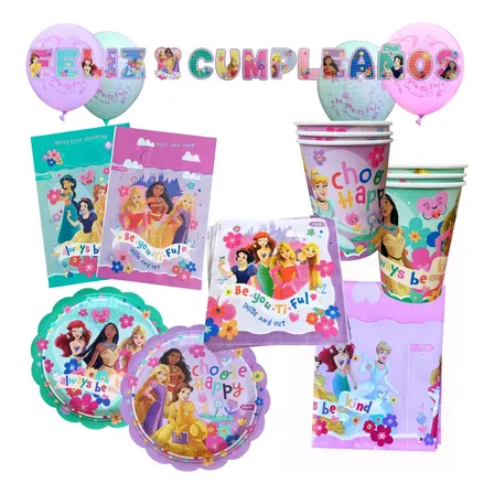 Pack Cumpleaños Princesas De Disney X 6 Cotillón Activarte