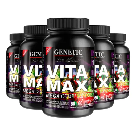 Vitaminas Minerales Guaraná Ginkgo Ginseng Vita Max Genetic