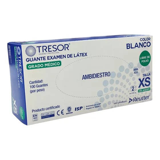 Guantes Látex Sin Polvo Tresor Caja 100 Un.