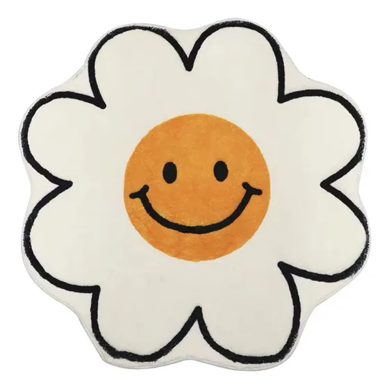 Bealando Alfombra Baño Girasol Sonriente Blanco Esponjosa 24