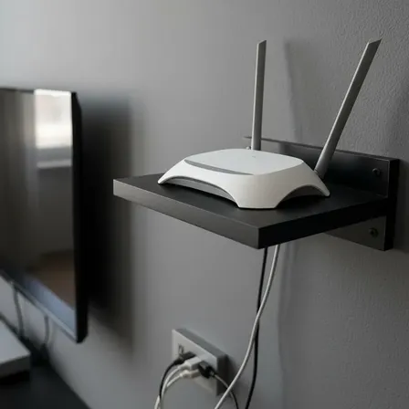 Suporte P Conversor Digital Roteador Wifi Mdf Parede Preto Preto