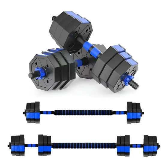 Mancuernas Ajustables Set De 20 Kg Total Fitnics 3en1 +barra Color Azul | Cuotas sin interés