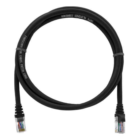 Kit 20 Patch Cord Cat6 Giga Utp Crimpado Preto 2 Metros  