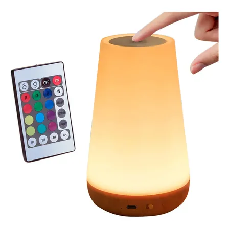 Luminária Led Rgb Toque Controle Remoto Recarga Usb C/ Timer