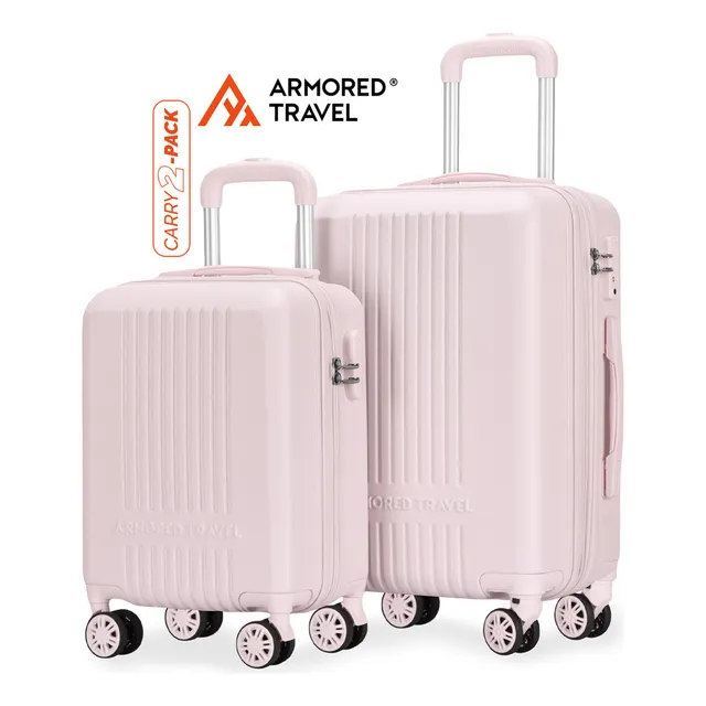 Maletas De Viaje Carry-on De Mano Cabina 10kg 20 + 16p Rígida Set De Viaje 2 Pack Bella Rosa Abs Doble Calibre Con Cierre Expandible, Llantas Desmontables Y Candado Seguridad Tsa Lock Armored Travel