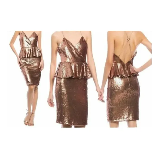 Nuevo Divino Vestido Metalizado Lentejuelas Studio F