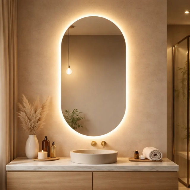 Espelho Oval Led Decorativo 90x50 Banheiro Quarto Moderno