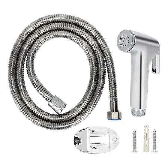 Ducha Telefono Abs Cromado Manguera 1.2m  Y Soporte Aquaplus