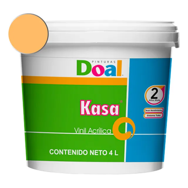 Galon Pintura Vinil-acrilica Doal Kasa 4 Litros Lavable Interiores Y Exteriores 2 Años Amarillo Napolitano