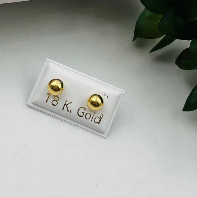 Zarcillos De Rosca Italiano De Bola 6mm En Oro 18k