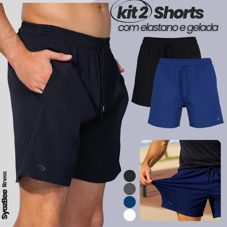 Kit 2 Bermudas Elastano Masculino Academia Treino Corrida