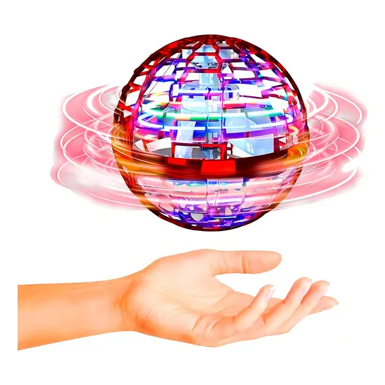 Bola giratoria recargable para drones voladores con LED de control de color rojo