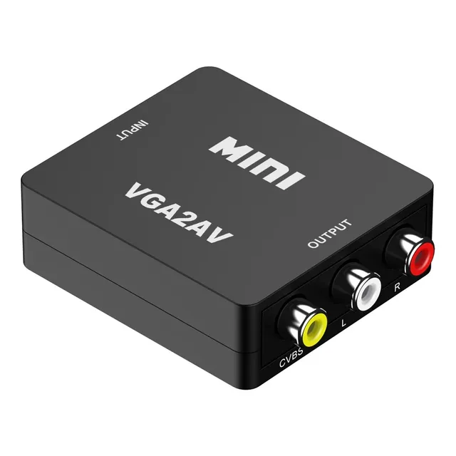 Adaptador Convertidor Vga A Av Audio Video Tv Pc X1 Negro