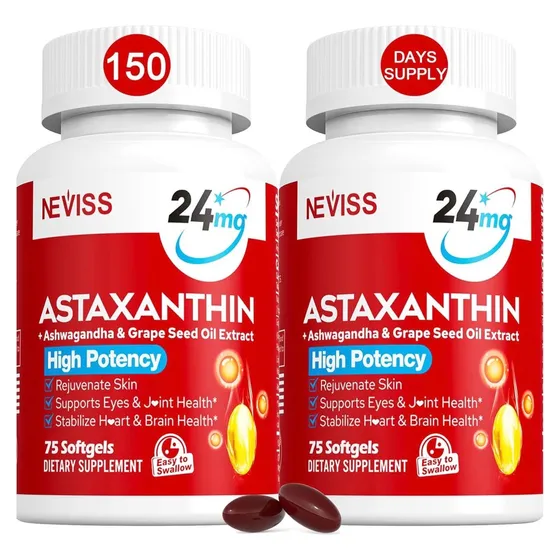 Astaxantina 24mg + Ashwagandha 200mg Antiox. Piel Ojos Sin Sabor