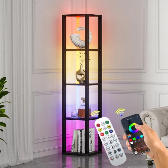 Estante Esquinero Con Luz, Lámparas De Pie Modernas Y Únicas