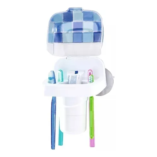 Porta Cepillos Dental Organizador Con Tapa Para Pared 