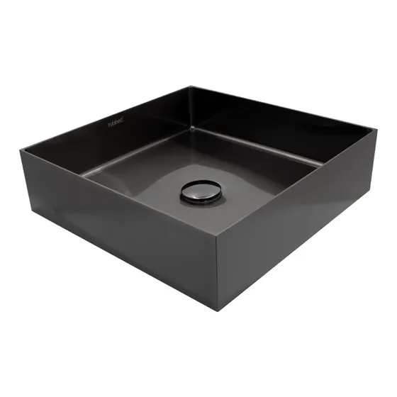 Ovalin Lavabo Cuadrado Acero Inoxidable 304 Negro Super Lujo