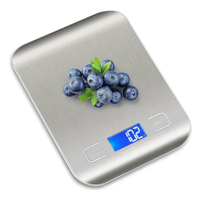 Bascula Digitales Cocina Inoxidable Dieta Digital 5kg/1g Lcd Plateado 5 Kg