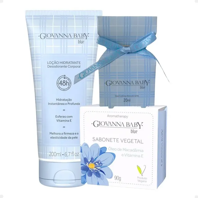 Giovanna Baby Blue Kit: Hidratante 200ml, Colônia 20ml