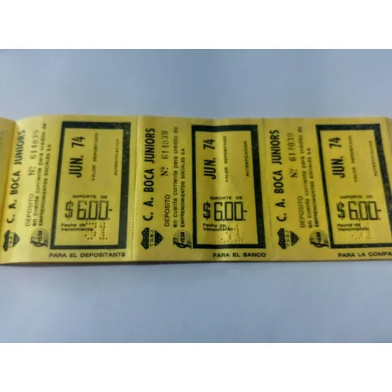 Boletas Deposito Boca Juniors Junio 1974 Impecable X3