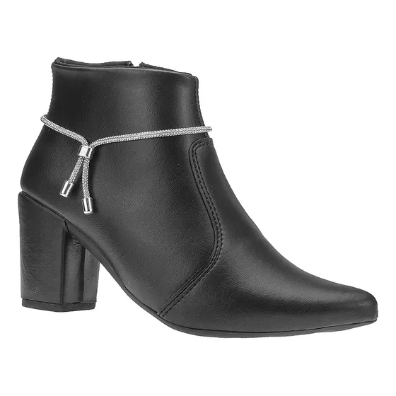 Bota Coturno Feminina Salto Bloco Bico Fino Strass Western