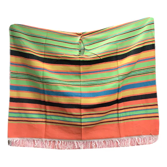 Poncho Mexicano Unisexo Sublimado Colores En Algodon Flecos