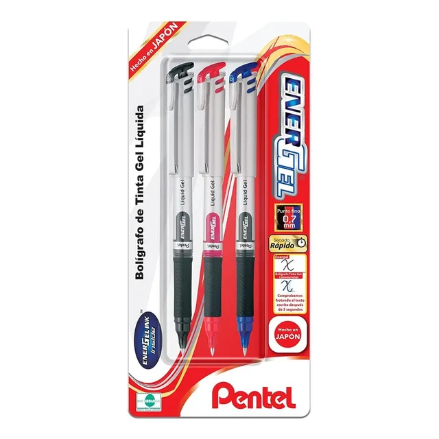 3 Bolígrafos Pentel Energel Tinta Gel Líquida 0.7 Mm Colores Color De La Tinta Varios