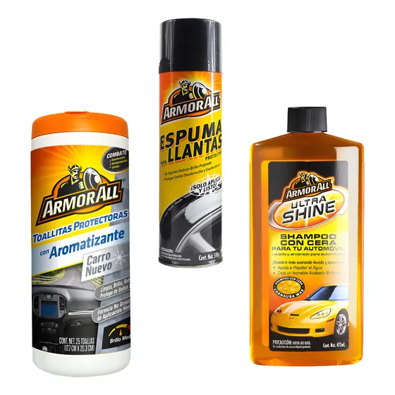 Kit Coche Toallas + Shampoo + Espuma Llantas Armor All