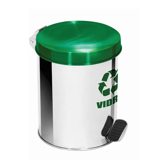 Lixeira Pedal Seletiva Aço Inox Verde 85 Litros Ecobin