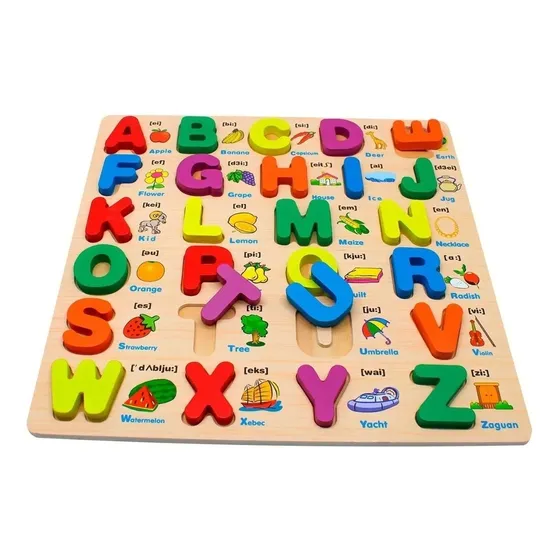 Tabla De Fichas Del Abecedario Encajable Madera En Ingles