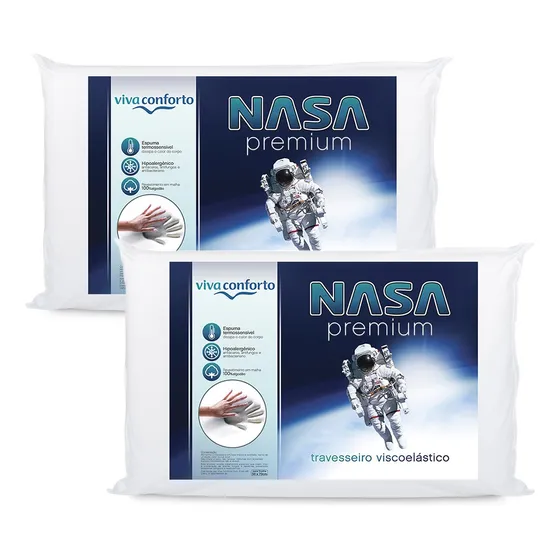 Kit 2 Travesseiros Nasa Viva Conforto Antialérgico Aproveite