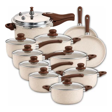 Hiper Kit Panela Indução Cerâmica 11p C/ Panela Pressão 4,5l Marrom-claro