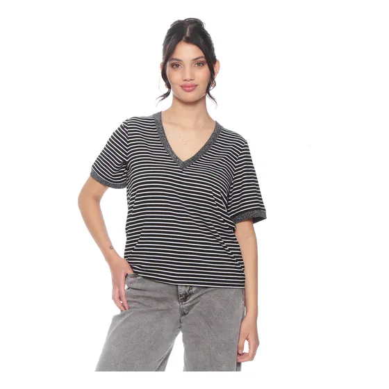 Polera Wados Manga Corta Listada Escote V