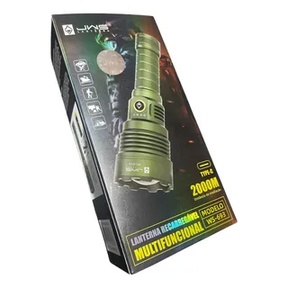 Lanterna Led Super Forte Alta Potência Jws - 2000mt Branco Verde