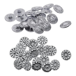 40 Botones Redondos De Metal, Plata Antigua, Botones De Ropa 40 Botones Redondos De Metal, Plata Antigua, Botones De Ropa