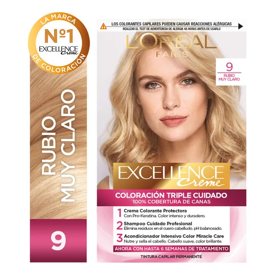 Kit Coloración Excellence Creme L'oréal Paris Tono Tono 9 Rubio Muy Claro