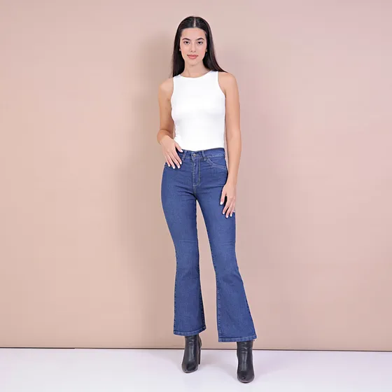 Pantalon Zaira Jeans Oxford De Mujer Tiro Medio Elastizados